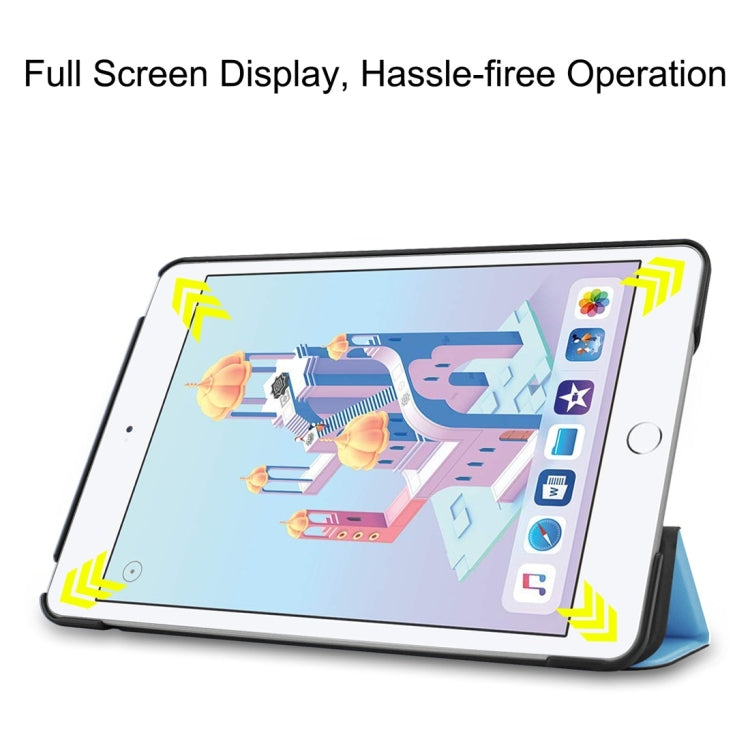 Custer Texture Horizontal Flip Smart PU Leather Case for iPad Mini 4 / Mini 5, with Sleep / Wake-up Function & Three-folding Holder