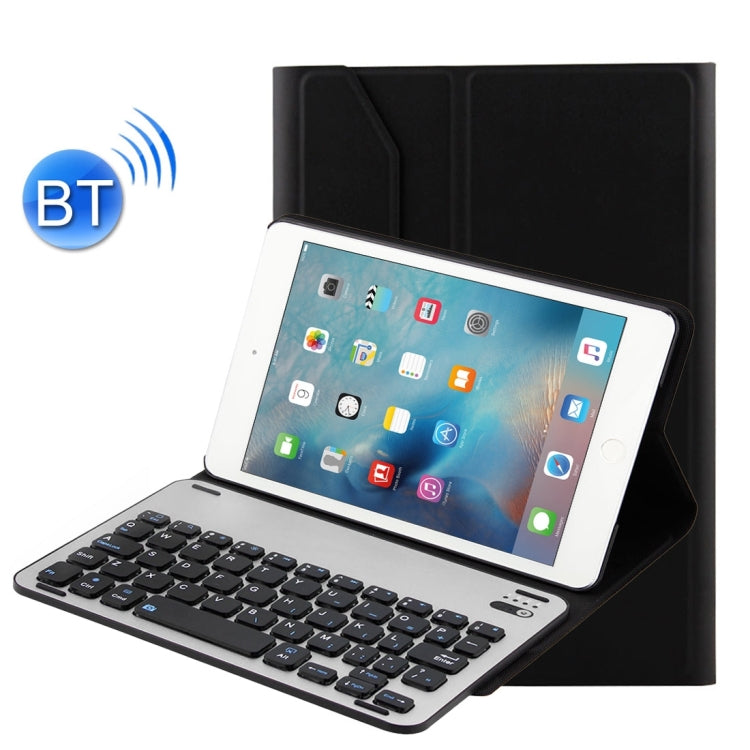 For iPad mini 4 Detachable Aluminum Alloy Bluetooth Keyboard + Lambskin Texture Leather Tablet Case with Holder