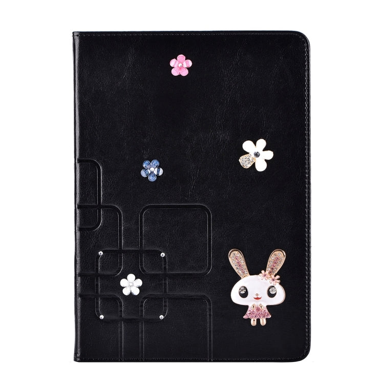 For iPad mini 4 Rabbit Pattern Diamond Encrusted Leather Case with Holder & Card Slots