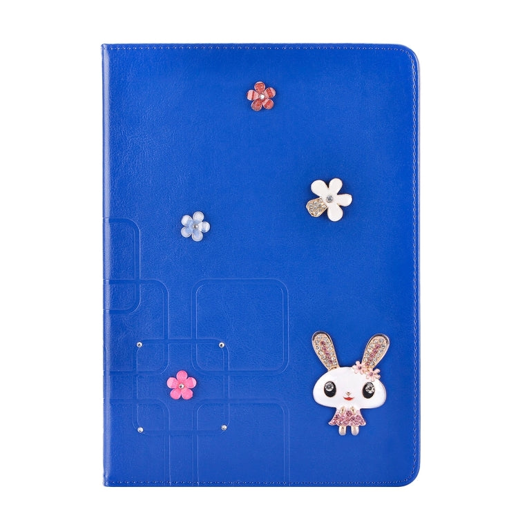 For iPad mini 4 Rabbit Pattern Diamond Encrusted Leather Case with Holder & Card Slots