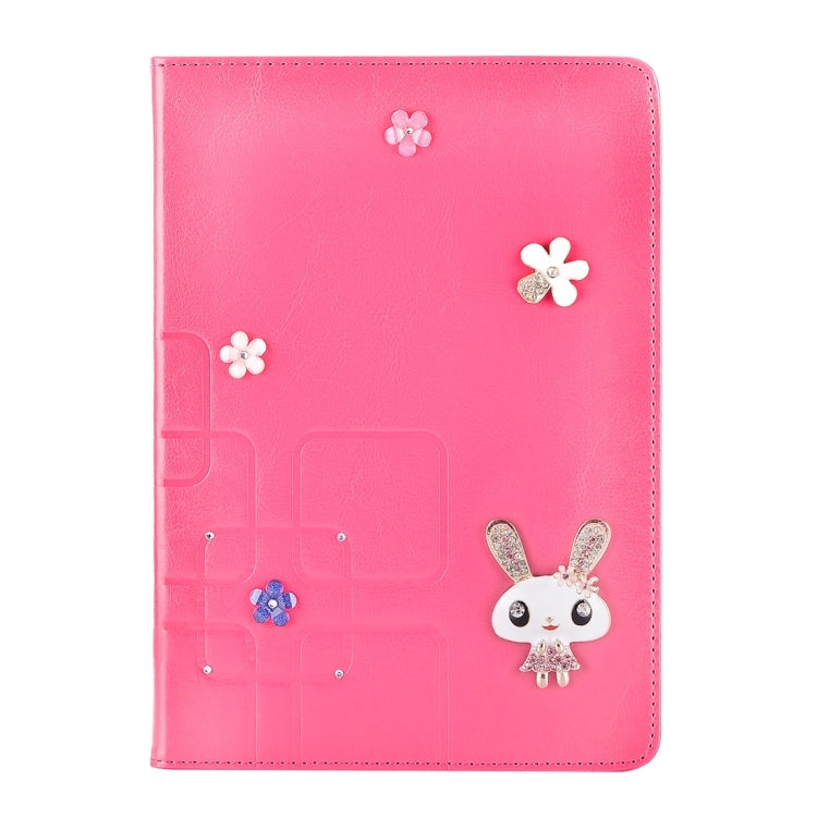 For iPad mini 4 Rabbit Pattern Diamond Encrusted Leather Case with Holder & Card Slots