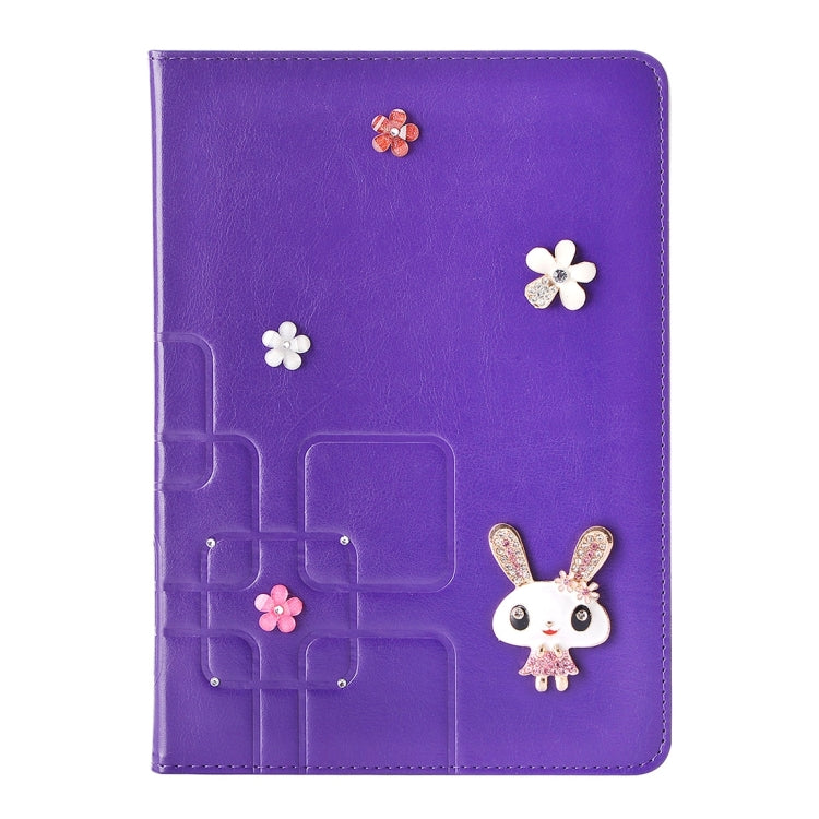 For iPad mini 4 Rabbit Pattern Diamond Encrusted Leather Case with Holder & Card Slots
