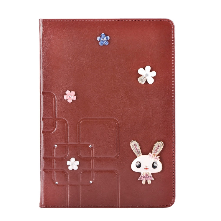 For iPad mini 4 Rabbit Pattern Diamond Encrusted Leather Case with Holder & Card Slots