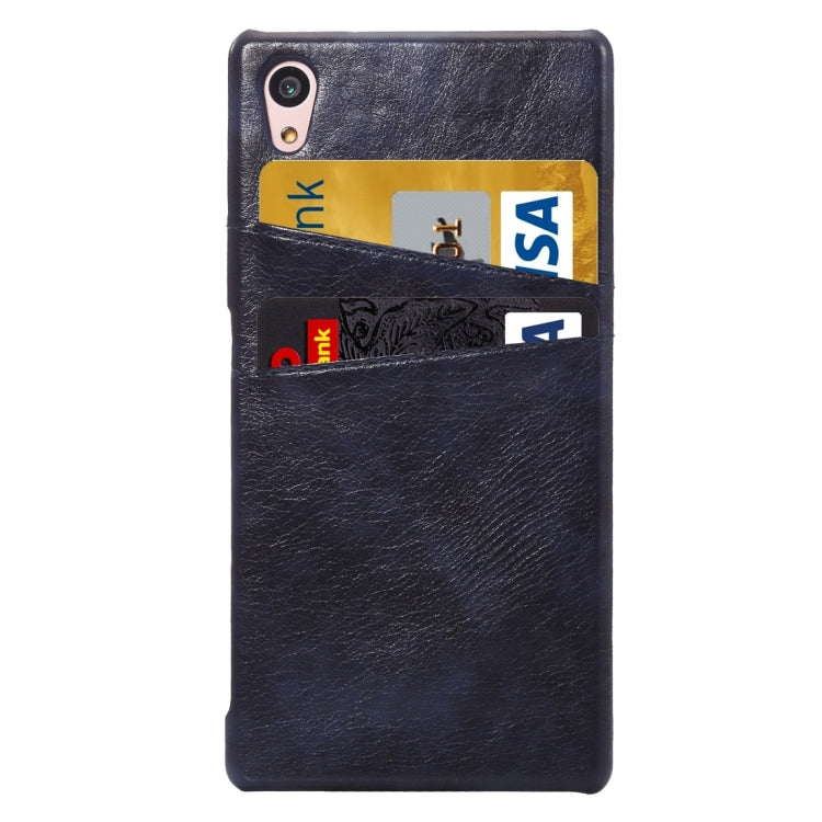 Oil Wax Crazy Horse Texture Leather Back Cover Case with Card Slots for Sony Xperia Z5