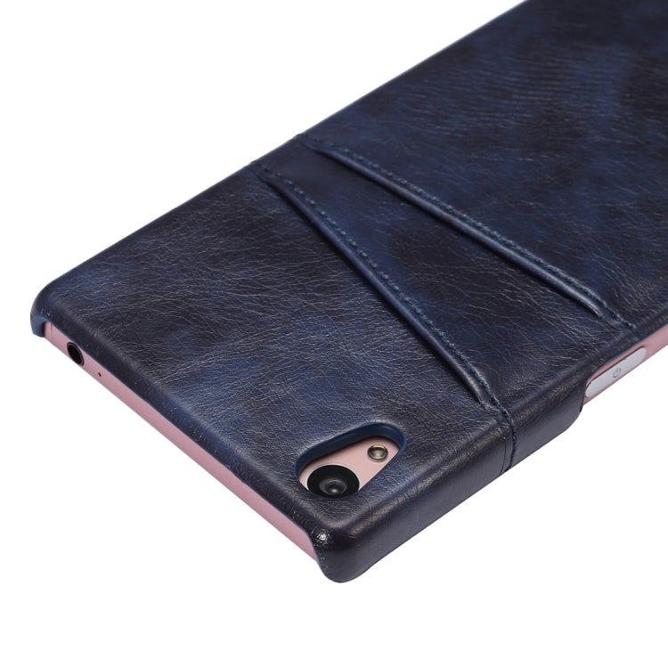 Oil Wax Crazy Horse Texture Leather Back Cover Case with Card Slots for Sony Xperia Z5