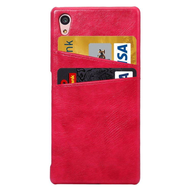 Oil Wax Crazy Horse Texture Leather Back Cover Case with Card Slots for Sony Xperia Z5