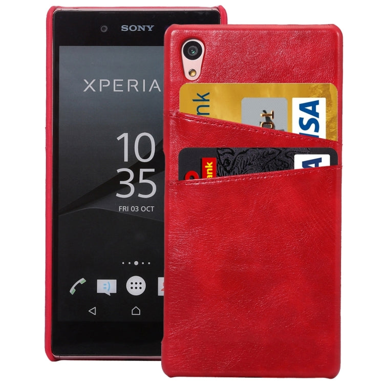 Oil Wax Crazy Horse Texture Leather Back Cover Case with Card Slots for Sony Xperia Z5