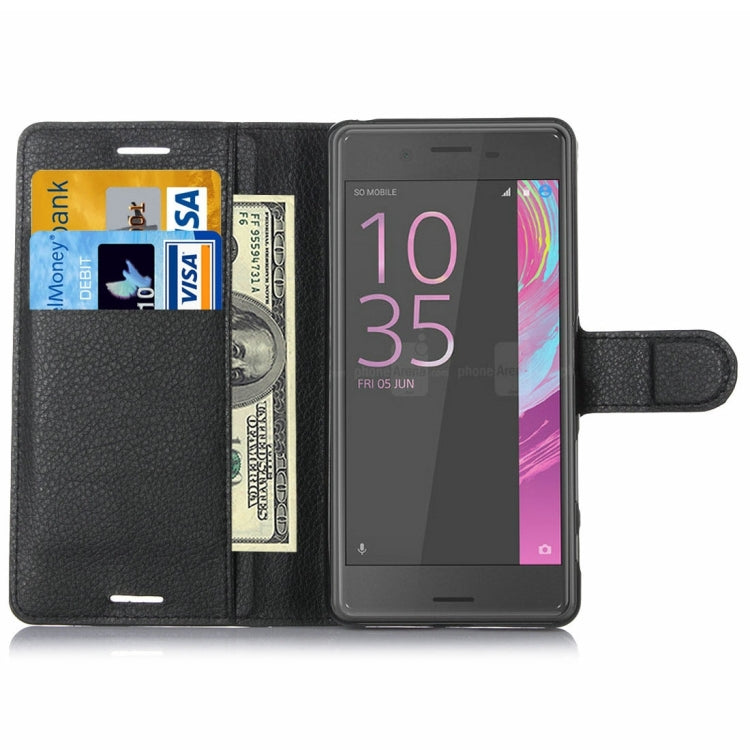 Litchi Texture Horizontal Flip Leather Case with Holder & Card Slots & Wallet for Sony Xperia X