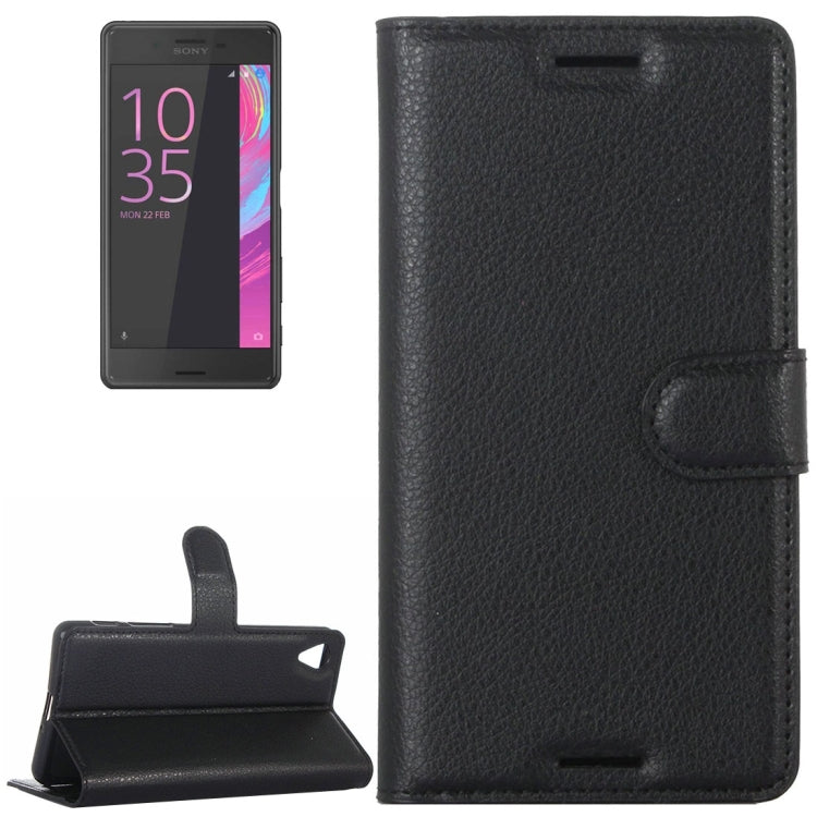 Litchi Texture Horizontal Flip Leather Case with Holder & Card Slots & Wallet for Sony Xperia X