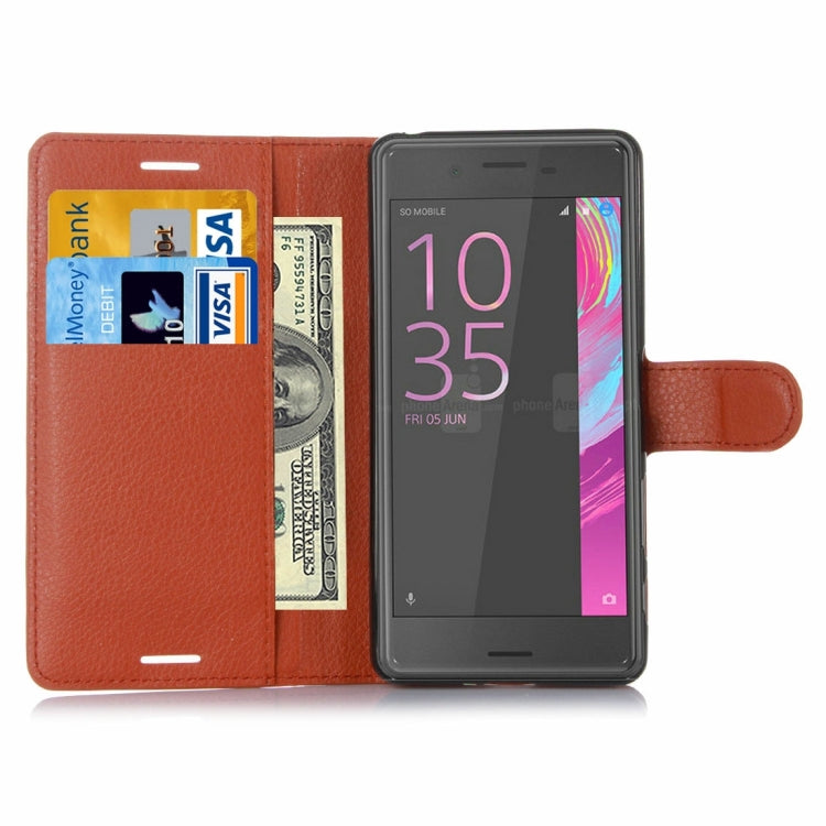 Litchi Texture Horizontal Flip Leather Case with Holder & Card Slots & Wallet for Sony Xperia X