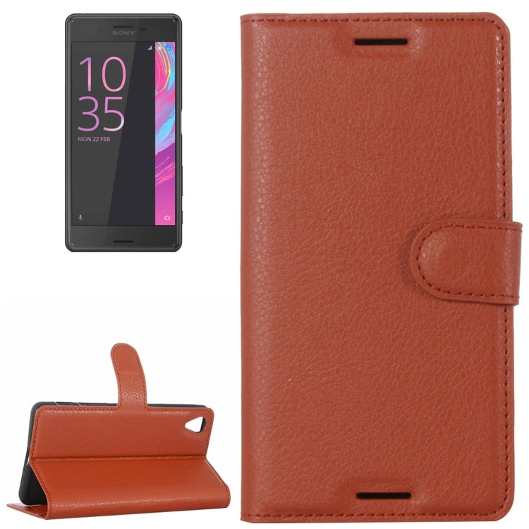 Litchi Texture Horizontal Flip Leather Case with Holder & Card Slots & Wallet for Sony Xperia X