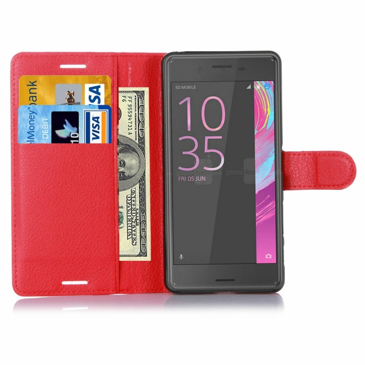 Litchi Texture Horizontal Flip Leather Case with Holder & Card Slots & Wallet for Sony Xperia X Performance