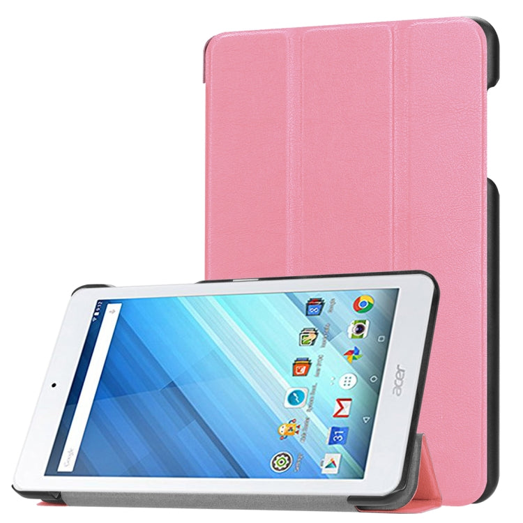 For Acer Iconia One 8 B1-860 Tablet Tri-Fold Custer Texture Horizontal Flip PU Leather Protective Case with Holder