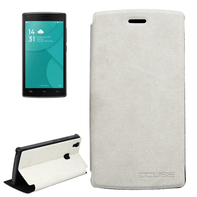 OCUBE for DOOGEE X5 MAX (MPH0312) Lambskin Texture Horizontal Flip Leather Case with Holder(White)