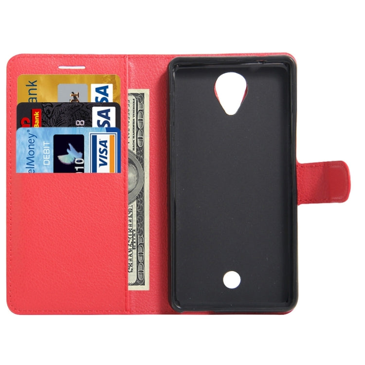 For Wiko Tommy Litchi Texture Horizontal Flip Leather Case with Holder & Card Slots & Wallet