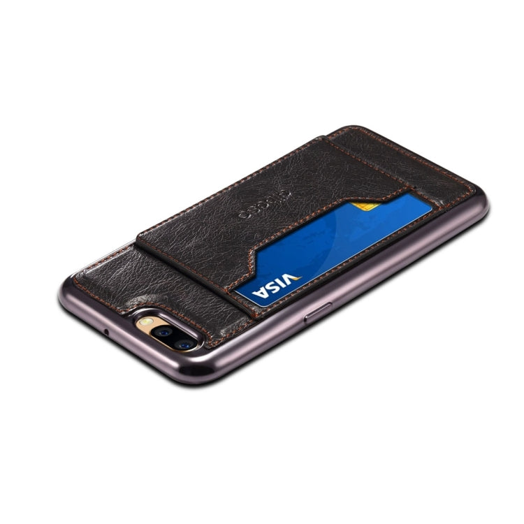 For OPPO  R11 Plus Electroplating TPU Crazy Horse Texture Protective Case with Holder & Card Slots & Lanyard