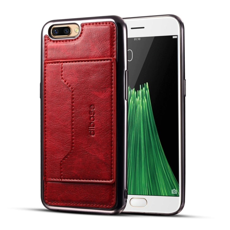 For OPPO  R11 Electroplating TPU Crazy Horse Texture Protective Case with Holder & Card Slots & Lanyard