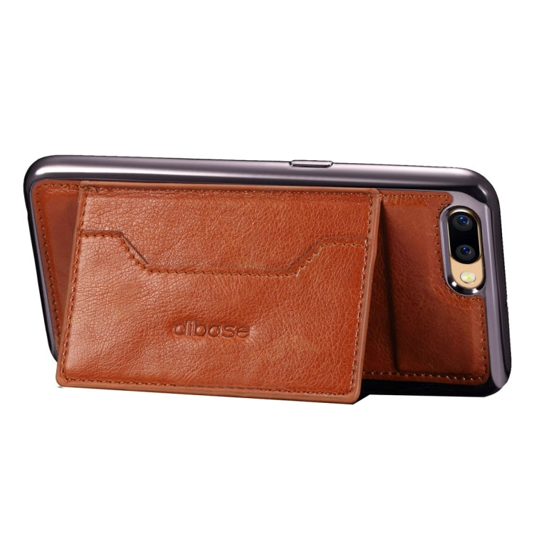 For OPPO  R11 Electroplating TPU Crazy Horse Texture Protective Case with Holder & Card Slots & Lanyard