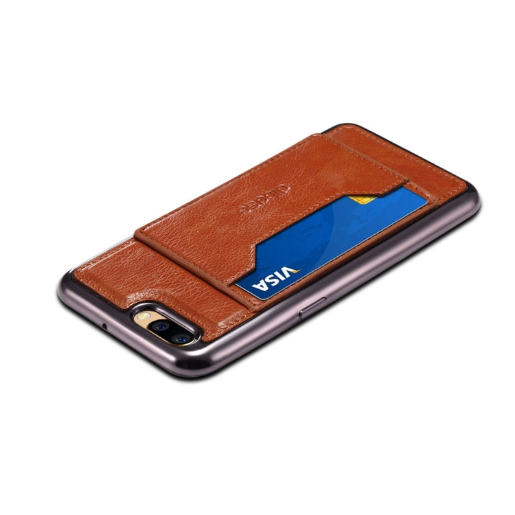 For OPPO  R11 Electroplating TPU Crazy Horse Texture Protective Case with Holder & Card Slots & Lanyard