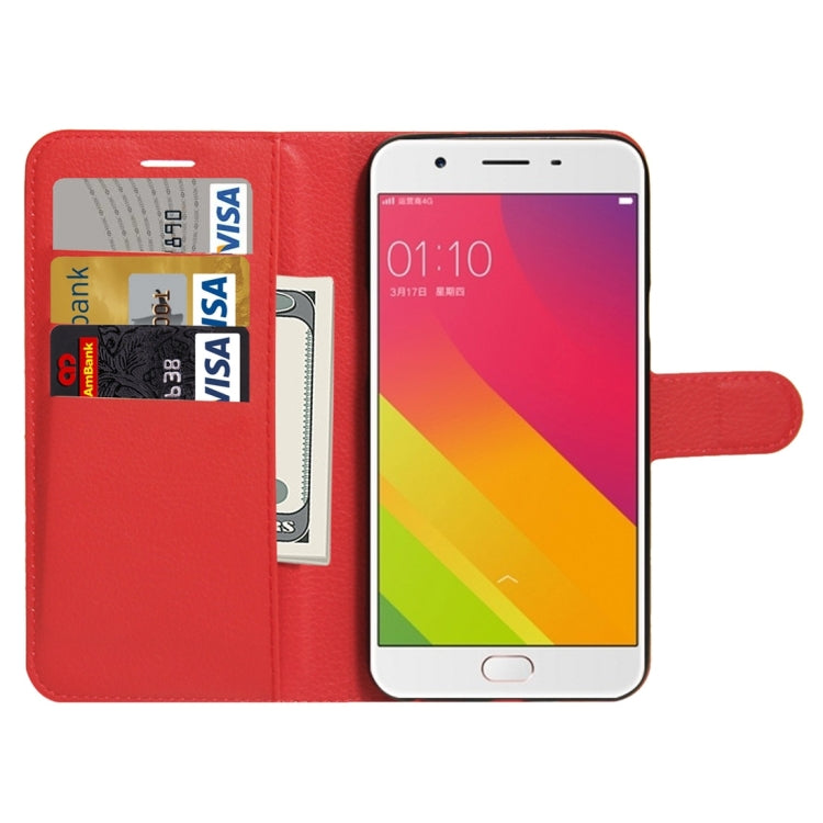 For OPPO  A59 Litchi Texture Horizontal Flip Leather Case with Holder & Card Slots & Wallet