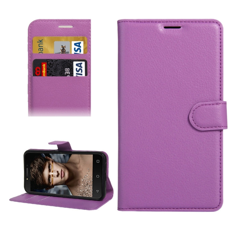 For Alcatel Shine Lite Litchi Texture Horizontal Flip PU Leather Case with Holder & Card Slots & Wallet