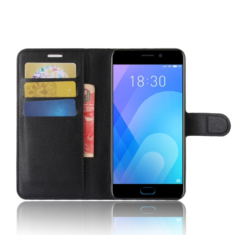 For Meizu  M6 Note Litchi Texture PU +TPU Horizontal Flip Leather Case With Holder & Card Slots & Wallet