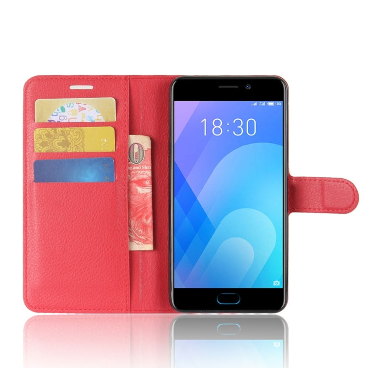 For Meizu  M6 Note Litchi Texture PU +TPU Horizontal Flip Leather Case With Holder & Card Slots & Wallet