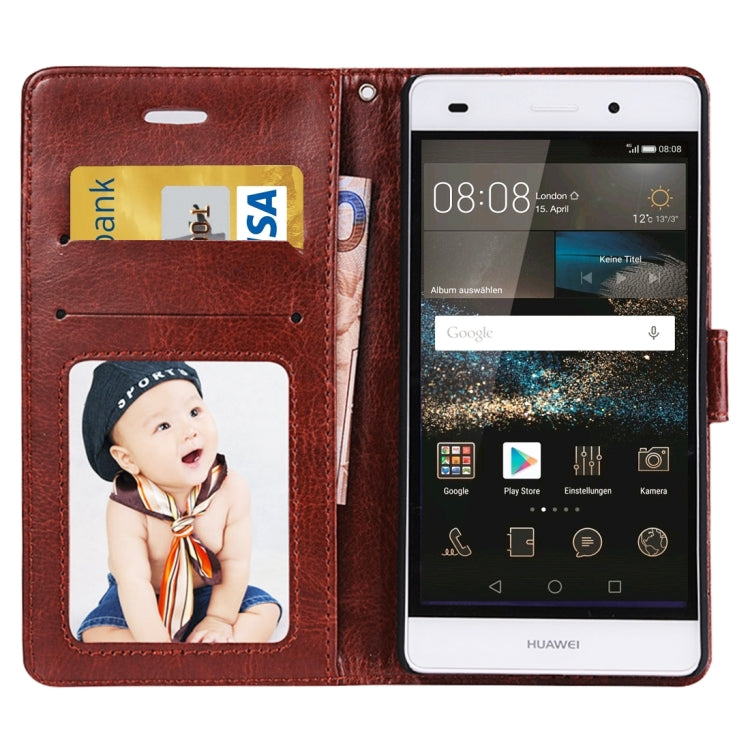 For Huawei  P8 Lite Crazy Horse Texture Horizontal Flip Leather Case with Photo Frame & Holder & Card Slots & Wallet & Lanyard