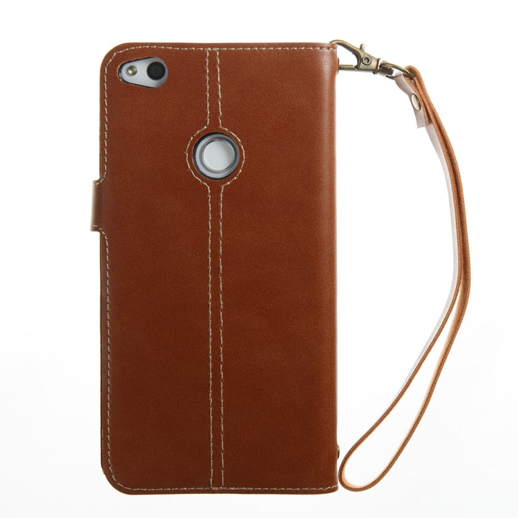 For Huawei P8 Lite 2017 Retro Crazy Horse Texture Horizontal Flip PU Leather Case with Card Slots & Wallet & Hand Strap