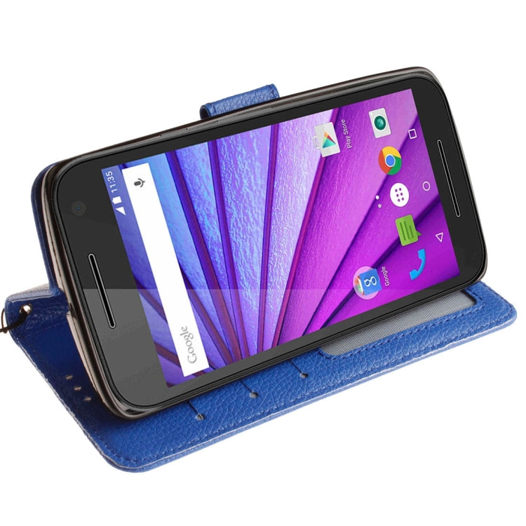 For Motorola Moto G (3rd Gen.) Litchi Texture Horizontal Flip Leather Case with Holder & Card Slots & Wallet & Photo Frame & Lanyard
