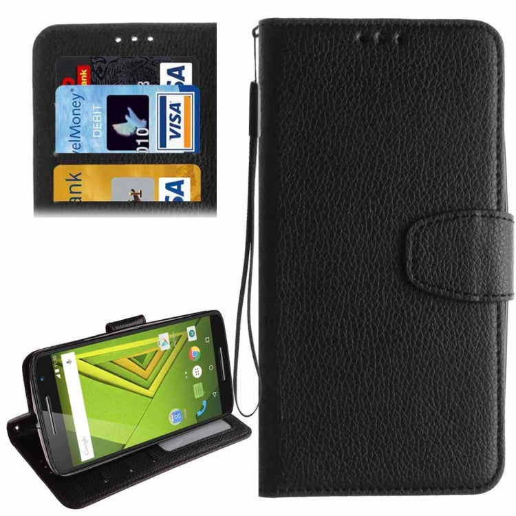 For Motorola Moto X Play Litchi Texture Horizontal Flip Leather Case with Holder & Card Slots & Wallet & Photo Frame & Lanyard