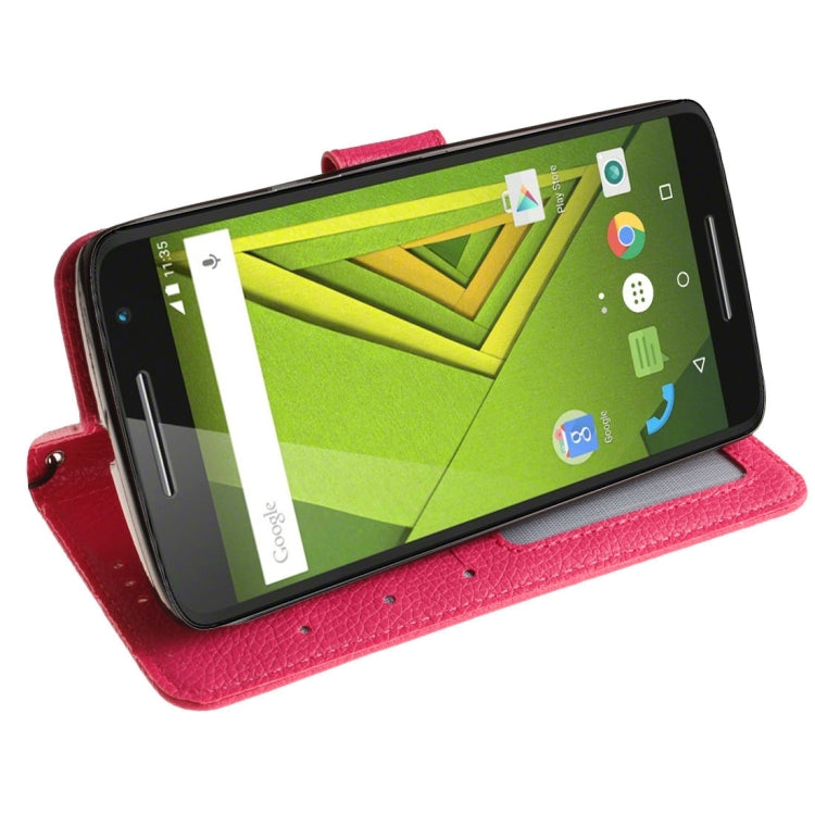 For Motorola Moto X Play Litchi Texture Horizontal Flip Leather Case with Holder & Card Slots & Wallet & Photo Frame & Lanyard