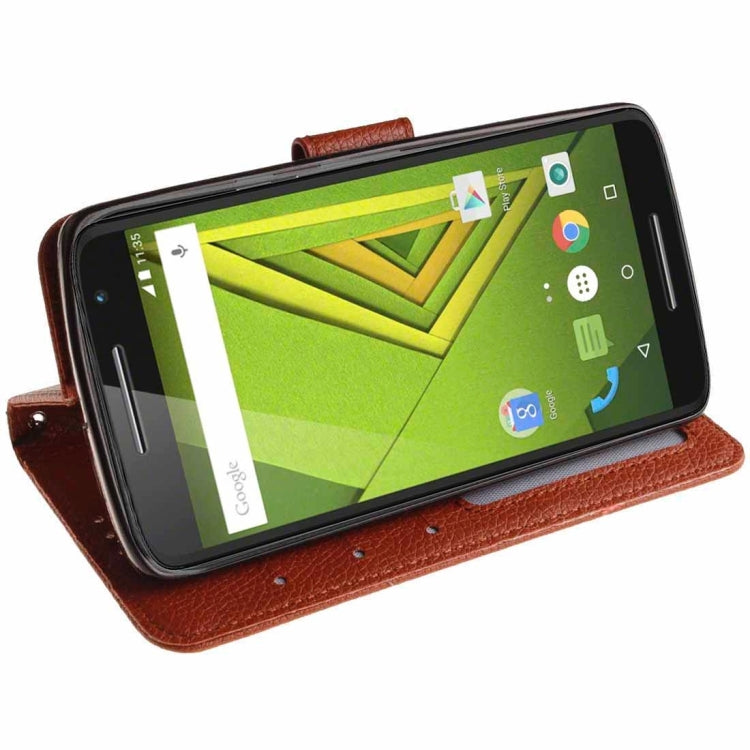 For Motorola Moto X Play Litchi Texture Horizontal Flip Leather Case with Holder & Card Slots & Wallet & Photo Frame & Lanyard