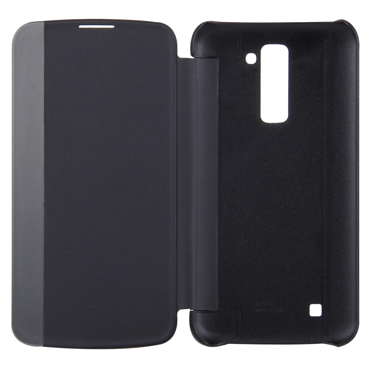 For LG K10 Solid Color Smooth Surface Horizontal Flip Leather Case with Caller ID Display Function