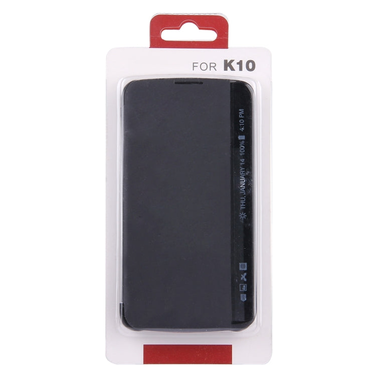For LG K10 Solid Color Smooth Surface Horizontal Flip Leather Case with Caller ID Display Function