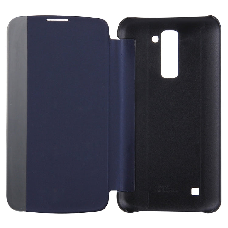 For LG K10 Solid Color Smooth Surface Horizontal Flip Leather Case with Caller ID Display Function