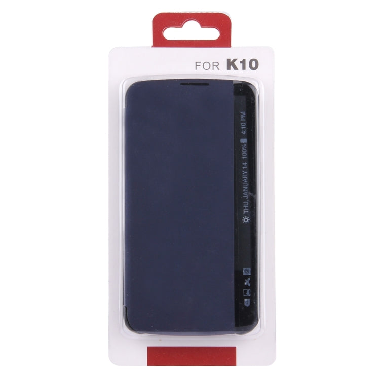 For LG K10 Solid Color Smooth Surface Horizontal Flip Leather Case with Caller ID Display Function