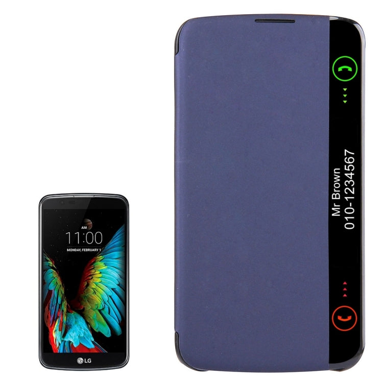 For LG K10 Solid Color Smooth Surface Horizontal Flip Leather Case with Caller ID Display Function