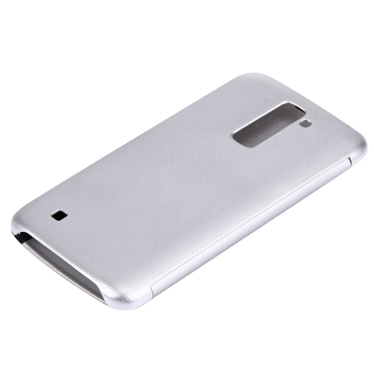 For LG K10 Solid Color Smooth Surface Horizontal Flip Leather Case with Caller ID Display Function