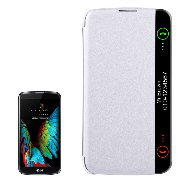 For LG K10 Solid Color Smooth Surface Horizontal Flip Leather Case with Caller ID Display Function