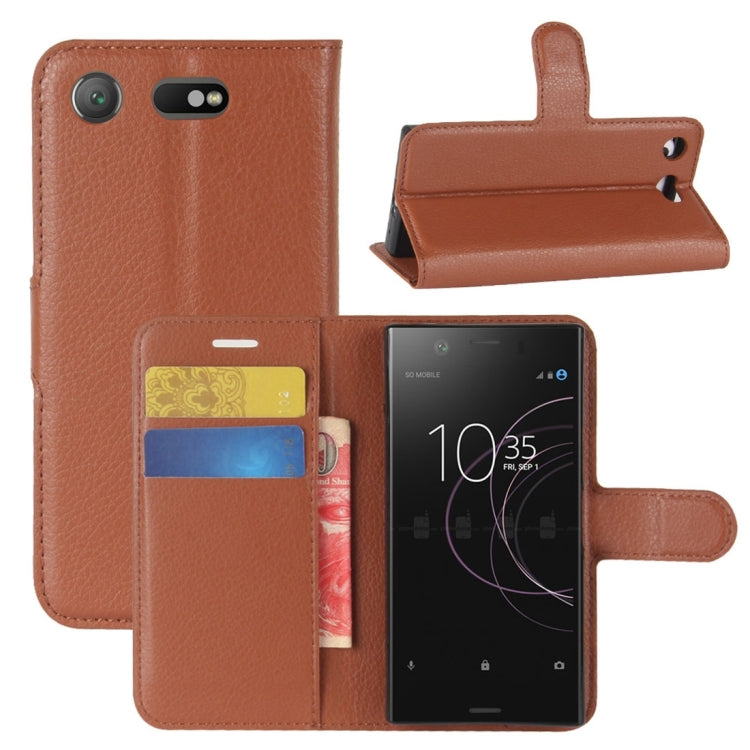 For Sony Xperia XZ1 Compact Litchi Texture PU +TPU Horizontal Flip Leather Case With Holder & Card Slots & Wallet