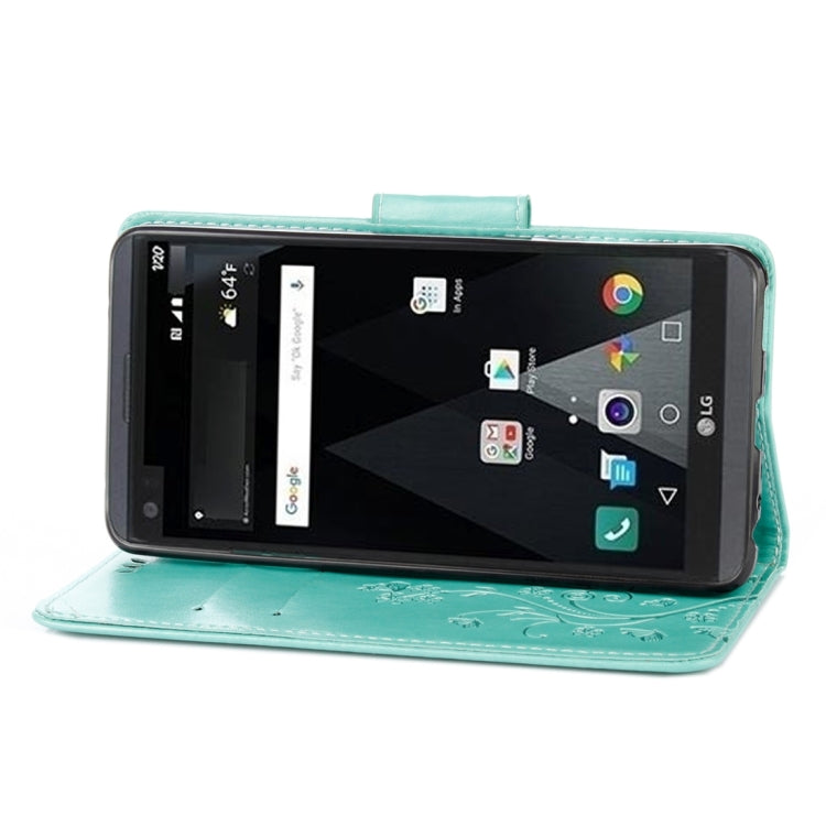 For LG V20 Butterflies Love Flowers Embossing Horizontal Flip Leather Case with Holder & Card Slots & Wallet & Lanyard