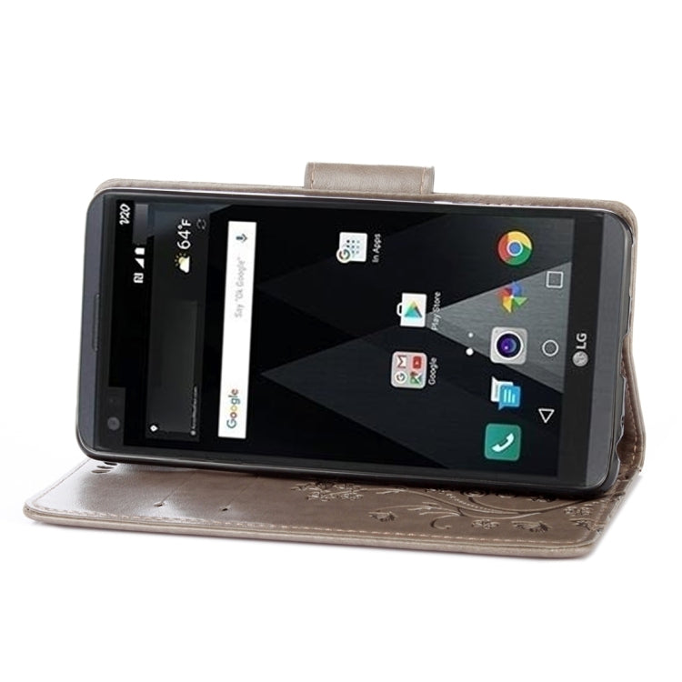 For LG V20 Butterflies Love Flowers Embossing Horizontal Flip Leather Case with Holder & Card Slots & Wallet & Lanyard