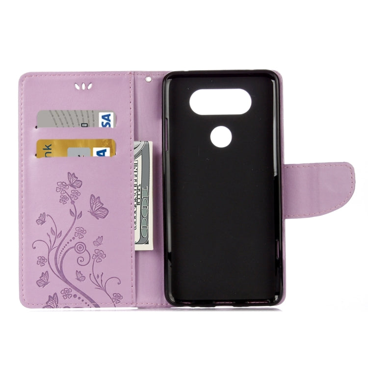 For LG V20 Butterflies Love Flowers Embossing Horizontal Flip Leather Case with Holder & Card Slots & Wallet & Lanyard