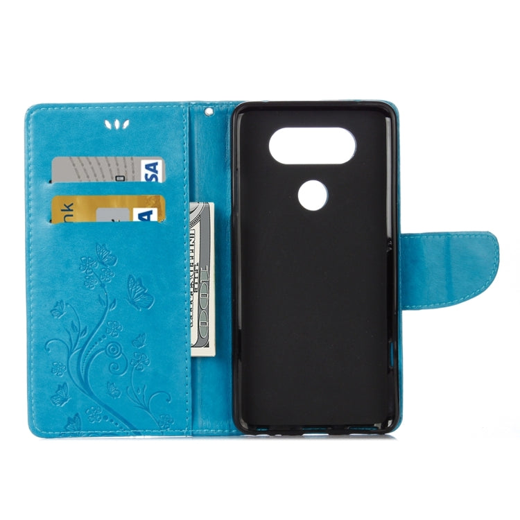 For LG V20 Butterflies Love Flowers Embossing Horizontal Flip Leather Case with Holder & Card Slots & Wallet & Lanyard