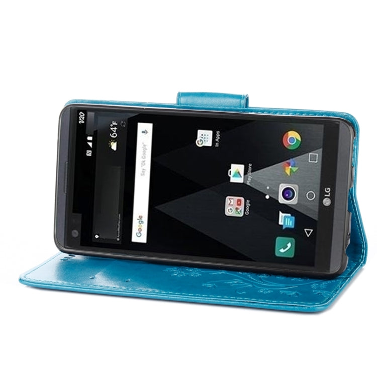 For LG V20 Butterflies Love Flowers Embossing Horizontal Flip Leather Case with Holder & Card Slots & Wallet & Lanyard