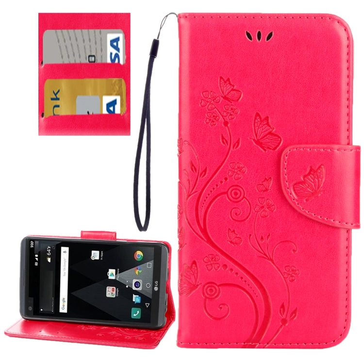 For LG V20 Butterflies Love Flowers Embossing Horizontal Flip Leather Case with Holder & Card Slots & Wallet & Lanyard