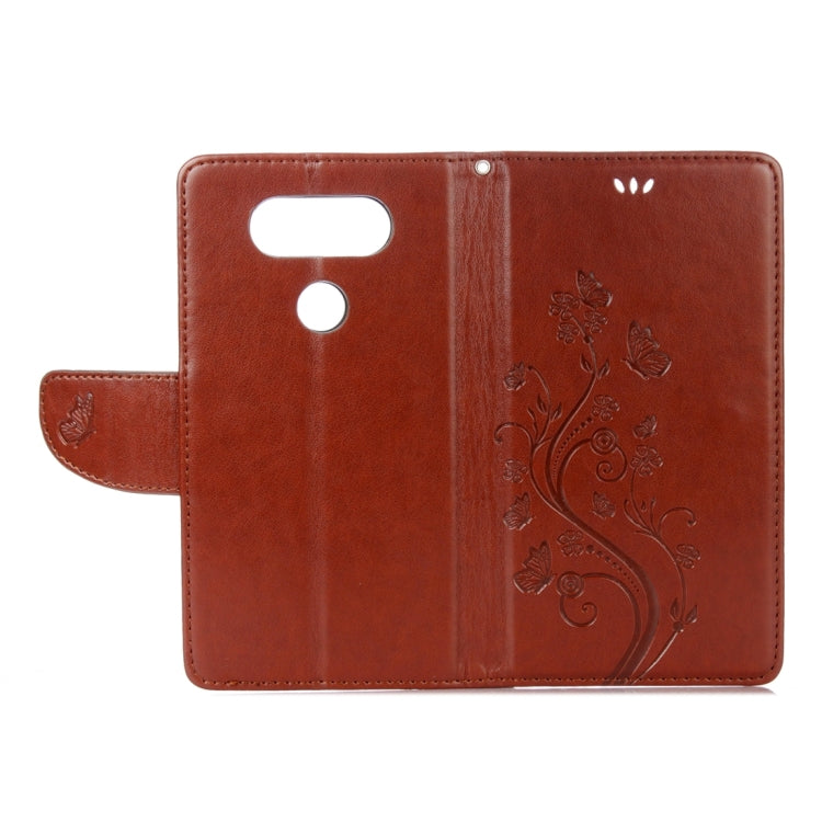For LG V20 Butterflies Love Flowers Embossing Horizontal Flip Leather Case with Holder & Card Slots & Wallet & Lanyard