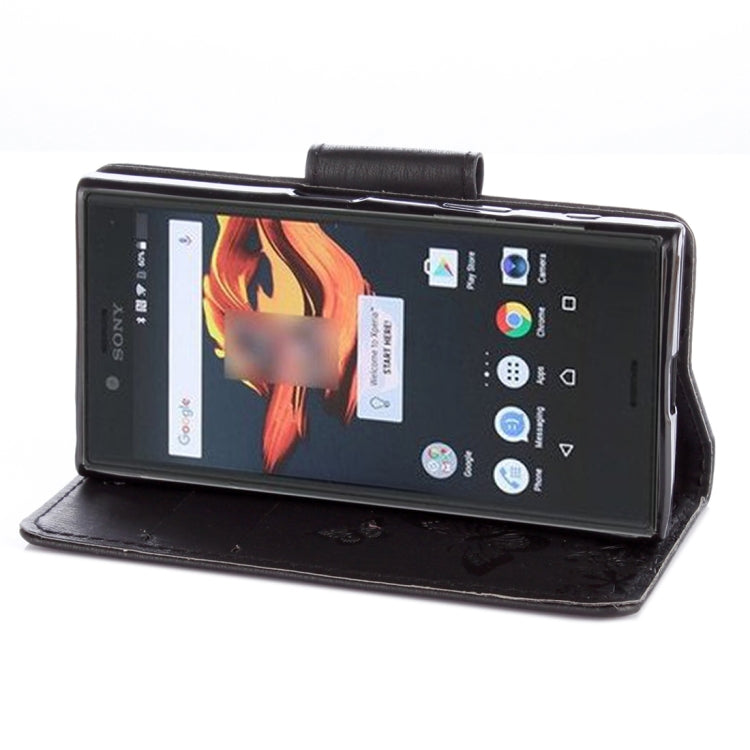 For Sony Xperia X Compact Butterflies Embossing Horizontal Flip Leather Case with Holder & Card Slots & Wallet & Lanyard