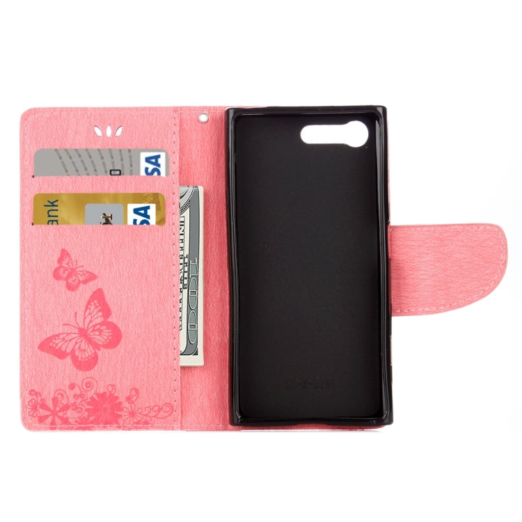 For Sony Xperia X Compact Butterflies Embossing Horizontal Flip Leather Case with Holder & Card Slots & Wallet & Lanyard